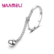 Женское кольцо из серебра 925 пробы, с длинной цепочкой 2024 - купить недорого