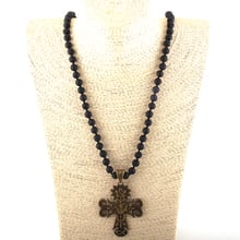 Fashion Bohemian Tribal Jewelry Multi Lava Stones Long Knotted Metal Flower Bird Cross Pendant Necklaces Women Ethnic Necklace 2024 - buy cheap