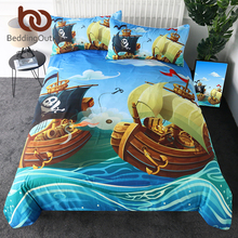 Beddingoutlet-conjunto de edredon para meninos, conjunto de roupa de cama para crianças com desenho estilo pirata oceano, 3 peças 2024 - compre barato