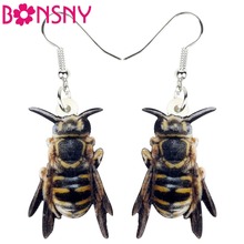 Bonsny-pendientes acrílicos con forma de abeja para mujer, aretes colgantes, grandes, largos, naturales, animales, insectos, joyería para mujeres, niñas y adolescentes, Bisutería 2024 - compra barato