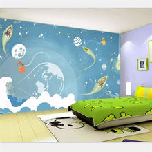 Papel de pared de beibehang, murales personalizados para decoración del hogar, foto para sala de estar, dormitorio, nave espacial estrellada de dibujos animados, mural para habitación de niños 2024 - compra barato