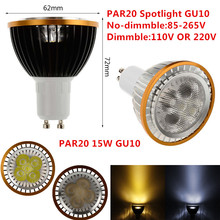 10pcs LED PAR20 Bulbs GU10 15W 5*3W Warm White/Cold White/Pure White 110V 220V Dimmable LED PAR20  Spotlights Lamps LIGHTING 2024 - buy cheap