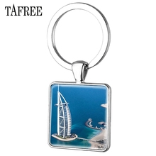 TAFREE Beautiful Dubai Square Keychains Charming Silver Plated key Chains Bag Car Key Accessories Personality Jewelry FA680 2024 - buy cheap