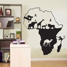 Pegatina Mural de animales de África para decoración del hogar, calcomanías de vinilo de arte respetuoso con el medio ambiente, con motivos de animales de Safari, elefante y jirafa, Y-193 2024 - compra barato