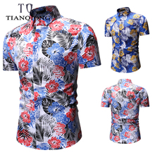 2019 Men Shirt Summer Retro Style Print Beach Hawaiian Shirt Men Casual Short Sleeve Hawaii Shirts EUR Plus Size 3XL 2024 - buy cheap
