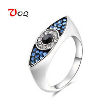 New Arrival Austrian Crystal Jewelry Geometric Evil Eye Ring Rose Gold Silver Color Engagement Rings for Women Beautiful Gift 2024 - buy cheap