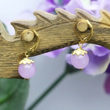 10mm Retro Style Popular Purple Chalcedony Beads Stone Earrings Women Girls Ladies Gifts Earbob Eardrop Hand Made Jewelry Making 2024 - buy cheap