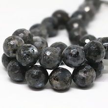 Classical faceted round natural black labradorite stone 8mm loose beads high grade women diy jewelry making 15inch GE5126 2024 - buy cheap