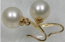 free shipping luxury Noble jewelry natural genuine  new round AAA + 8-9mm South Seas white pearl earrings 2024 - buy cheap