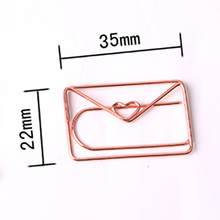 1 PC Rose Gold Envelope Shape Paper Clip Bookmark Planner Metal Clip File Organizer Clips Stationery Office School Supplies 2024 - buy cheap