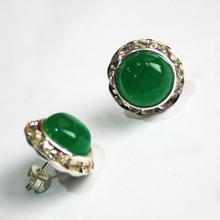 wholesale 15mm green Natural jade lady's charming stud earrings 2024 - buy cheap