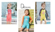 DiveSail chirlden KIDS Girls Swimwear Swimsuit Swimming separately two pieces suit Bathing UPF 50+ Long Sleeve Surf 2024 - buy cheap