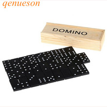 Juego de bloques de madera con caja de madera para niños, juego de juego educativo de dominó negro, 28 unidades, regalo de Navidad, qenueson 2024 - compra barato