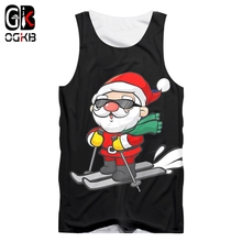 OGKB-Camiseta sin mangas con estampado 3D para hombre, gafas de sol y esquí con estampado navideño de Papá Noel, talla grande 5XL 2024 - compra barato