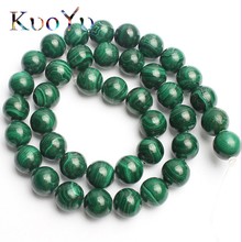 Contas de malaquita verde genuína, miçangas redondas espaçadoras para fazer joias, colar de pulseira 15 polegadas 6/8/10mm 2024 - compre barato