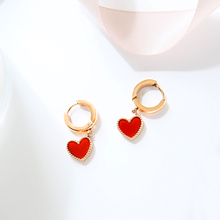 YUN RUO Simple & Fashion Lovely Red Heart Stud Earring Woman Rose Gold Color Titanium Steel Jewelry Birthday Gift Never Fade 2024 - buy cheap