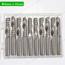 6mm*25mm,10pcs,Free shipping 1 Flute End Mill,CNC machine milling Cutter,Solid carbide woodworking tool,PVC,MDF,Acrylic,wood 2024 - buy cheap