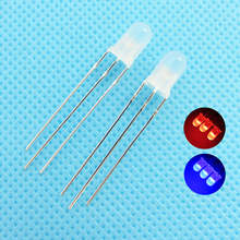 5mm LED bi-color ánodo común difuso redondo diodo emisor de luz Dual rojo azul niebla dos Plug-in Kit DIY 100 unids/lote 2023 - compra barato