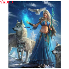 5D DIY Full Square round Drill Diamond Painting Cross Stitch  Woman/wolf/eagle Diamond Embroidery Diamond Mosaic wall decor 2024 - buy cheap