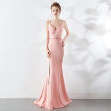 Feminino formal festa vestido longo sexy sem costas bodycon noite vestido de festa elegante rosa maxi sereia bola vestido vestidos 2024 - compre barato
