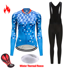 Ropa térmica de ciclismo para mujer, conjunto de pantalón de triatlón, Jersey de bicicleta, Maillot de invierno, equipo profesional 2024 - compra barato