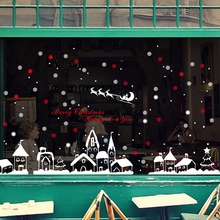Рождественские городские настенные наклейки для гостиной, спальни, декор для оконного стекла, новогоднее Рождественское украшение, съемные художественные наклейки, фрески 2024 - купить недорого