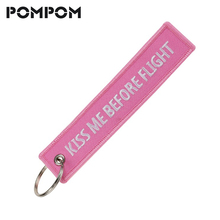 Remove Before Flight Keychains Aviation Gifts for Lovers Pink with White Kiss Me Before Flight Fashion Jeweley Keychains llavero 2024 - buy cheap