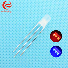 100pcs/lot F3 3mm LED Bi-Color Diffused Red Blue Common Cathode Round Light Emitting Diode Dual Foggy Two Plug-in DIY Kit 2024 - buy cheap