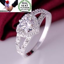 OMHXZJ Wholesale European Fashion Woman Man Party Wedding Gift Luxury Heart White AAA Zircon 18KT White Gold Ring RR641 2024 - buy cheap