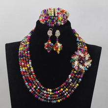2017 New Wonderful Multicolor Women Stylish Crystal Bead Nigerian Wedding African Beads Jewelry Set Chunky Free ShippingABL911 2024 - buy cheap