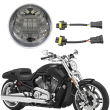 Farol led para motocicleta harley, farol preto/cromado com luz drl, haste v, vhaste, vrsca, vrsc 2024 - compre barato