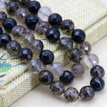 Faceted 12mm Black tourmaline round loose beads!15inches exquisite  women Jewelry Making  wholesale and retail 2024 - buy cheap