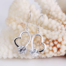 Free Shipping N925 Silver color Earrings,Crooked heart earrings,N925 Silver color Earrings wholesale jewelry E102 2024 - buy cheap