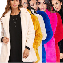 Casaco de inverno feminino, jaqueta longa para mulheres de pele falsa, quente, grossa e macia de coelho, casaco solto de pelo de vison sintético, casaco para uso externo, 2021 2024 - compre barato
