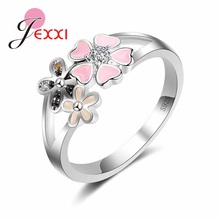 Ture Love Women Girls Elegant Silver 925 Silver Jewelry Sweet Heart Flower Rings for Wedding Engagement Party Female Bague 2024 - buy cheap
