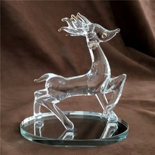 Chinese Design Quartz Crystal Deer Figurine Gilt Crystal Glass Reindeer Miniature Minerals Decor Gift Craft Ornament Accessories 2024 - buy cheap