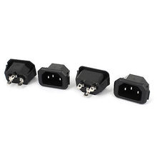 Ac 250v 10a painel montado iec320 c14 3 pinos adaptador de tomada de alimentação conector 4 pcs