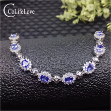 Dazzling Tanzanite Bracelet for Lady 8 Pcs Natural Tanzanite Silver Bracelet Solid 925 Silver Tanznaite Jewelry Birthday Gift 2024 - buy cheap