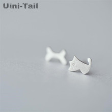 Uini-tail-pendientes asimétricos de hueso para mujer, joyería de plata de ley 925, super bonito dibujo de cachorros, aretes de plata 2024 - compra barato