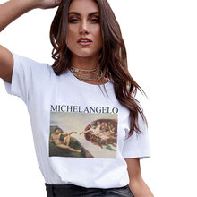 Camiseta de Michelangelo Cappella Sistina para mujer, remera Harajuku Kawaii para mujer, camisetas informales Vintage Ulzzang Tumblr, camiseta de talla grande para mujer 2024 - compra barato