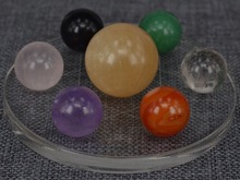 Feng Shui-bolas de esfera de cristal Multicolor, matriz de siete estrellas, artesanía de decoración con soporte acrílico de 10cm, Natural, 20mm -- 30mm 2024 - compra barato