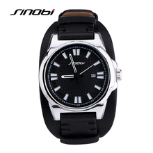 SINOBI Auto Date Analog Quartz Watch Men Military Watches Waterproof  Leather Strap Sports Watch Hour erkek saati montre homme 2024 - buy cheap