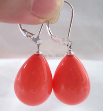 free shipping >Beautiful 12-16mm drip pink coral color sea shell pearl earring - 925 silver hook 2024 - buy cheap