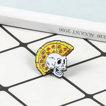 Funny Skull Enamel Pin Pizza Hairstyle Skull Skeleton Brooch Lapel Pin Badge Clothes Backpack Accessories Punk Jewelry Gift 2024 - buy cheap