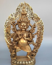 Изысканная тибетская буддистская статуя из чистой латуни с восемью руками 2024 - купить недорого