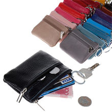 Unisex Women Genuine Leather Small Coin Card Key Ring Wallet Pouch Mini Purse Soft Card Coin Key Holder Zip Genuine Bag Purse 2024 - buy cheap