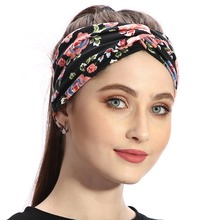 Moda bohemia hairbands para as mulheres do sexo feminino floral acessórios para o cabelo meninas impressão flores bandana de algodão atada faixa de cabelo turbante 2024 - compre barato