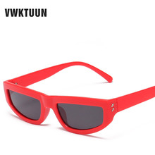 Vwktuun óculos de sol retrô feminino, óculos escuros quadrados vermelhos e pequenos para homens uv400 2024 - compre barato