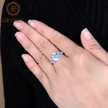 Женское кольцо с натуральным голубым топазом, овальное Ювелирное Украшение из серебра 925 пробы с натуральным голубым топазом 4.77Ct, классические обручальные кольца 2024 - купить недорого