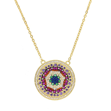 2021 High Quality Bohemian Lucky Turkish Evil Eye Link Chain Necklaces Elegant Women Colorful Round CZ Pendant Fashion Necklace 2024 - buy cheap